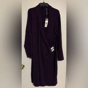 CHAPS Shawl Collar LS Side Buckle Cotton Blend
Stretch Knit Sweater Dress NWT